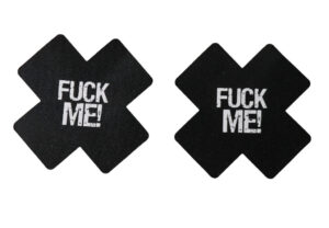 1212 - Black X glow in the dark pasties-word ..