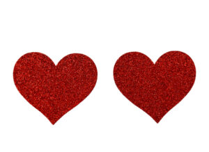1219 - Red glitter heart pasties