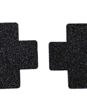 1236 - "X" black glitter pasties