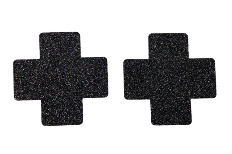1236 - "X" black glitter pasties