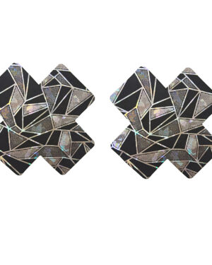 1254 - Black Geometric Pattern pasties