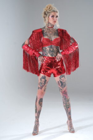 14761 - Fuchsia color tinsel shoulder pads