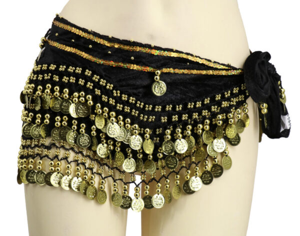 2072 - Velvet Coin Sash-BLK/GLD - Image 2