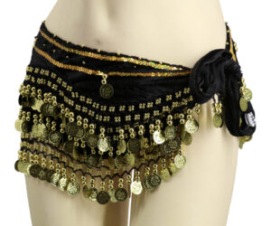 2071 - Velvet Coin Sash-BLK/GLD