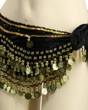 2071 - Velvet Coin Sash-BLK/GLD