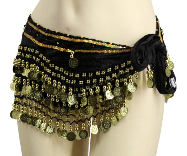 2071 - Velvet Coin Sash-BLK/GLD
