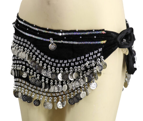 2071 - Velvet Coin Sash-BLK/GLD - Image 3