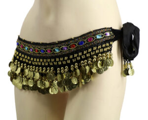 2072 - Velvet Coin Sash-BLK/GLD