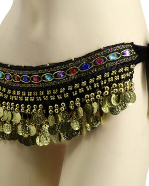 2072 - Velvet Coin Sash-BLK/GLD