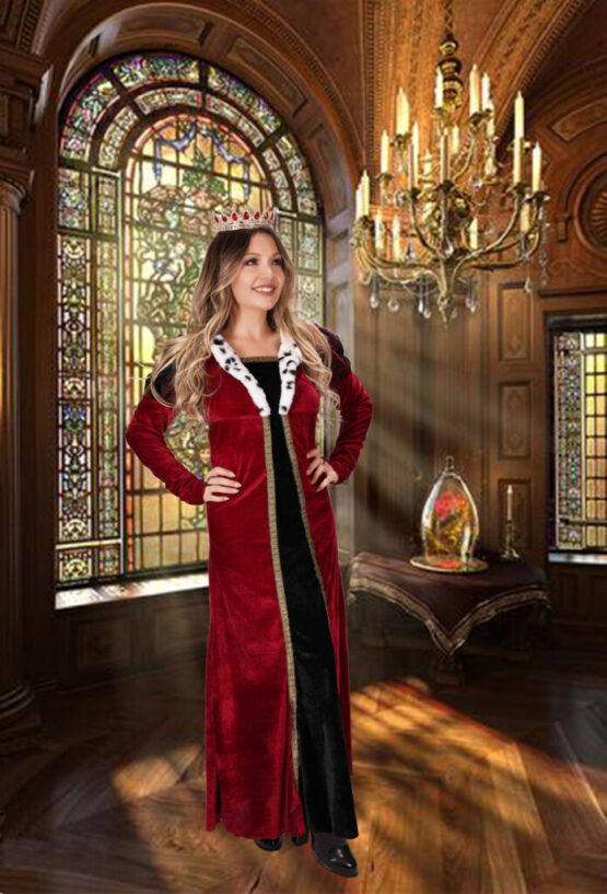 2673 - Royal queen coat with fur trim-2XL