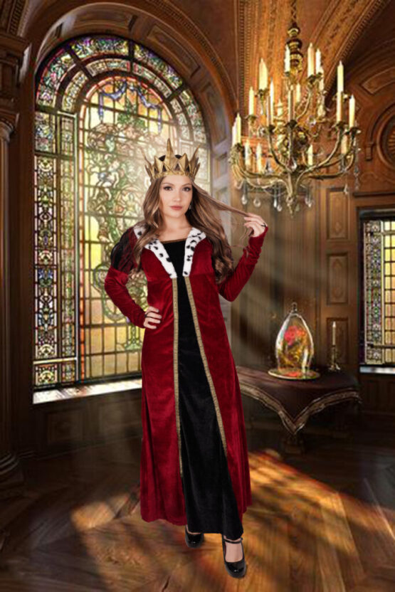 2673 - Royal queen coat with fox fur trim-2XL - Image 4