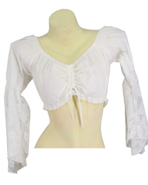 2877 - Cotton Choli top with lace sleeves