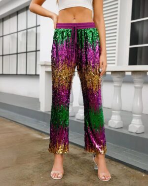 3880 - Mardi Gras sequin pant with elastic band-2XL