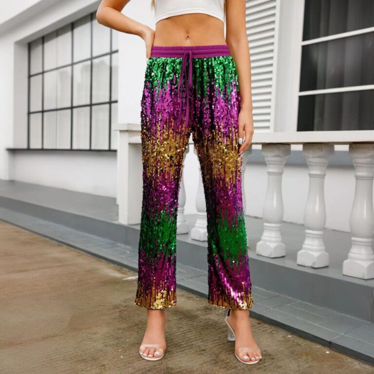 3880 - Mardi Gras sequin pant with elastic band-2XL