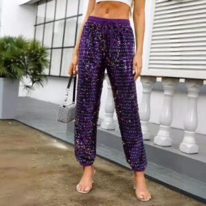 3881 - Mardi Gras sequin jogger pant with elastic band-2XL