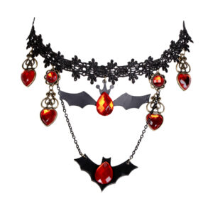 55433 - Victorian Lace Choker with bat charms