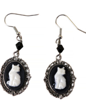 55522 - 3D cat cameo earrings