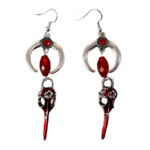 55526 - Crescent moon and plague bird earrings