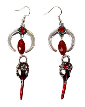 55526 - Crescent moon and plague bird earrings