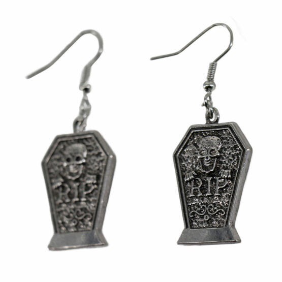 68570 - RIP Casket Earrings, Gray - Image 2