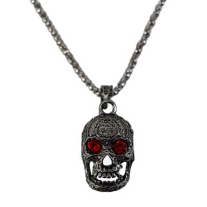 68581 - Sugar skull with red gem eyes necklace