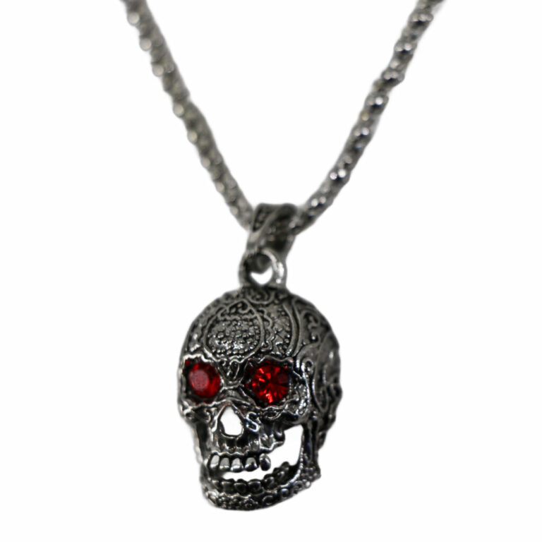 68581 - Sugar skull with red gem eyes necklace - Image 2