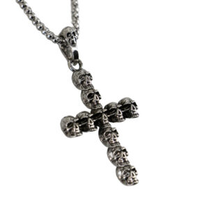 68582 - skull cross necklace, silver