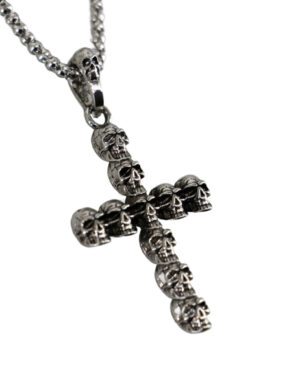 68582 - skull cross necklace, silver