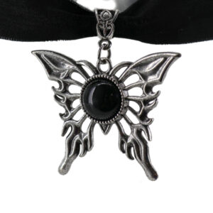 68586 - butterfly choker with gem, black