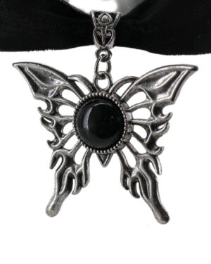 68586 - butterfly choker with gem, black