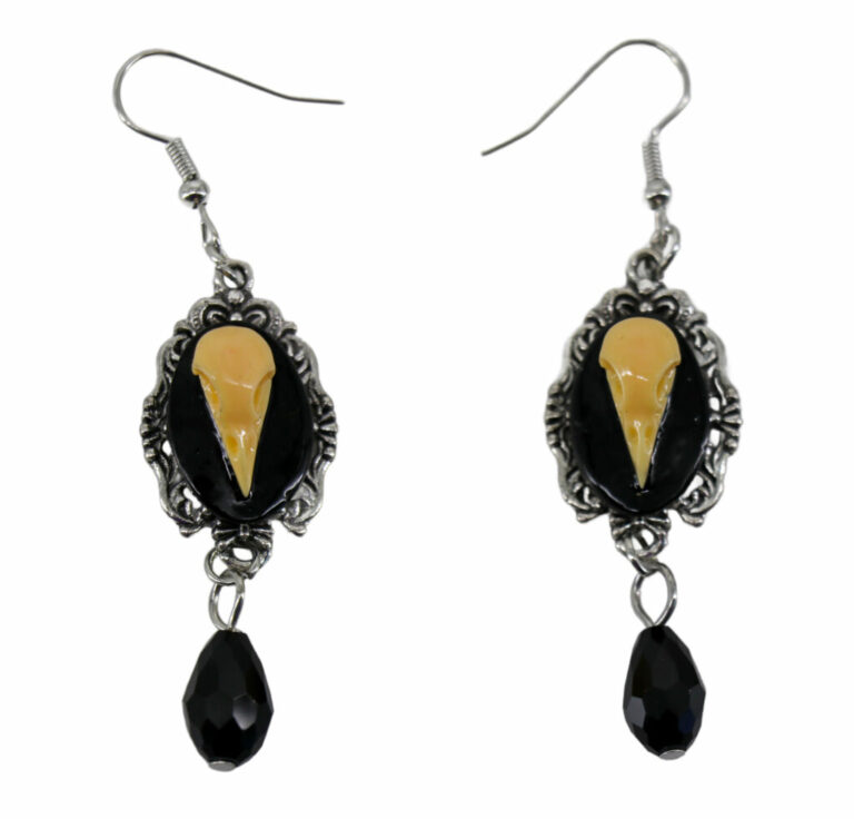 68589 - Vintage bird skull pendant earrings