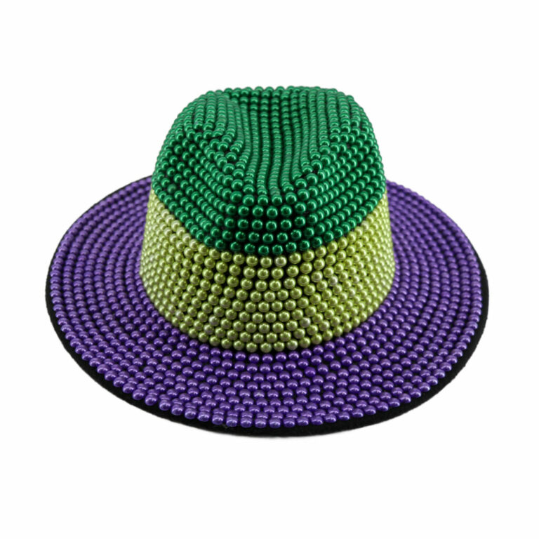 69595 - Mardi Gras Beaded Fedora Hat - Image 2