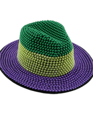69595 - Mardi Gras Beaded Fedora Hat
