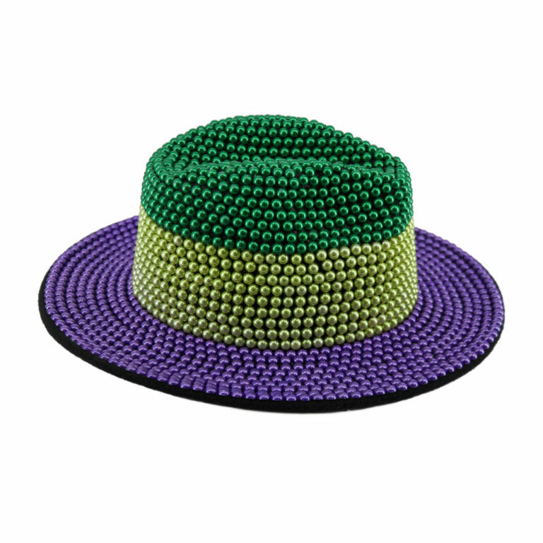 69595 - Mardi Gras Beaded Fedora Hat - Image 3