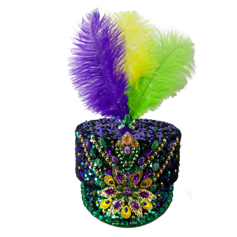 69597 - Mardi Gras diamond police hat with detachable feathers - Image 2