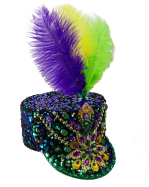 69597 - Mardi Gras diamond police hat with detachable feathers