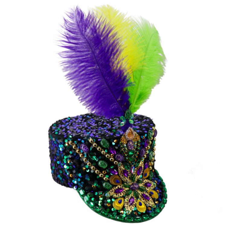 69597 - Mardi Gras diamond police hat with detachable feathers