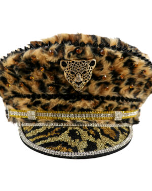 69601 - Leopard print with gemstones hat