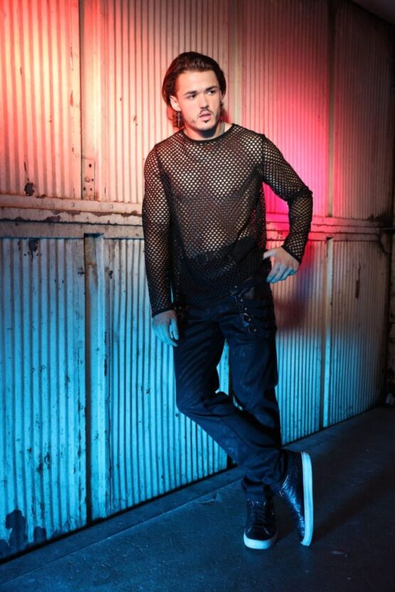 7378 -Black mesh Long-Sleeves T-Shirt - Image 2