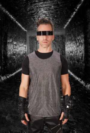 7380 - Sleeveless knit tank shirt-Silver