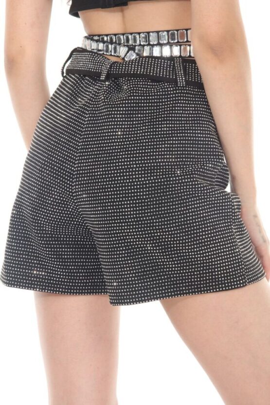 7557 - Rhinestone belted shorts - Image 4