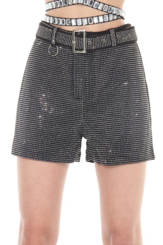 7557 - Rhinestone belted shorts - Image 3