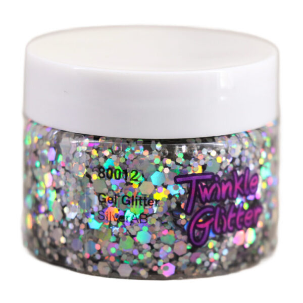 80012 - Gel glitter -  40-50g- Silver AB - Image 3