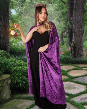 8494 - Velvet hooded cape, Purple