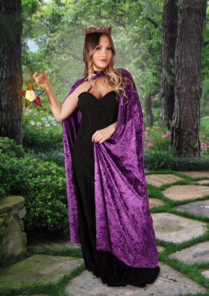 8494 - Velvet hooded cape, Purple