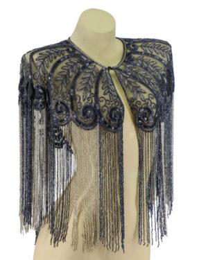 8871 - Beaded Shawl w/collar - 24" tassel