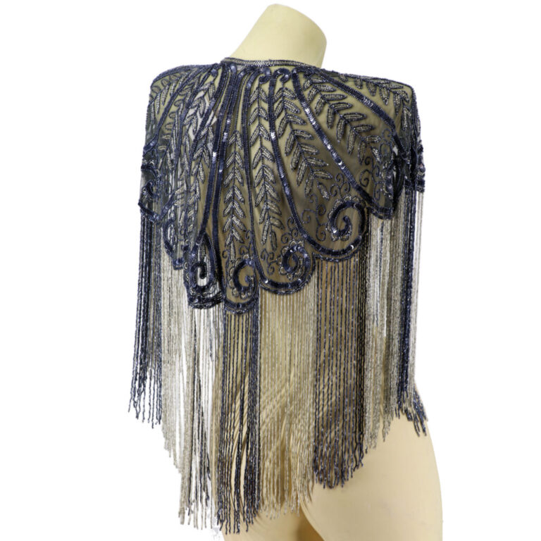 8871 - Beaded Shawl w/collar - 24" tassel - Image 2
