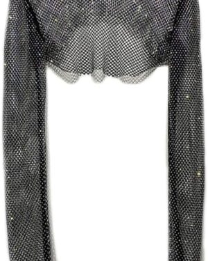 94084 - Rhinestone Mesh Crop Top