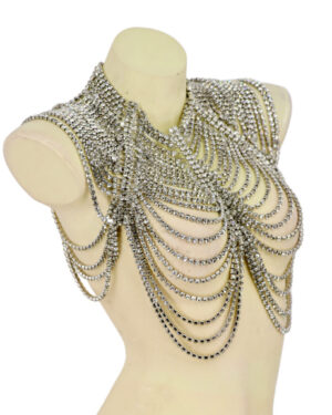 94101 - Rhinestones Cape with Draped Chains