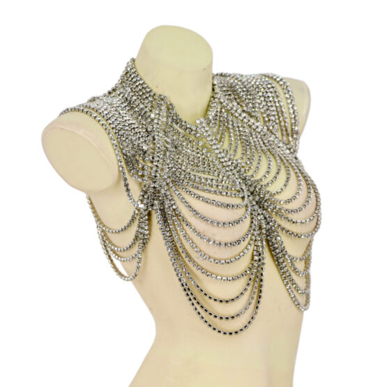 94101 - Rhinestones Cape with Draped Chains